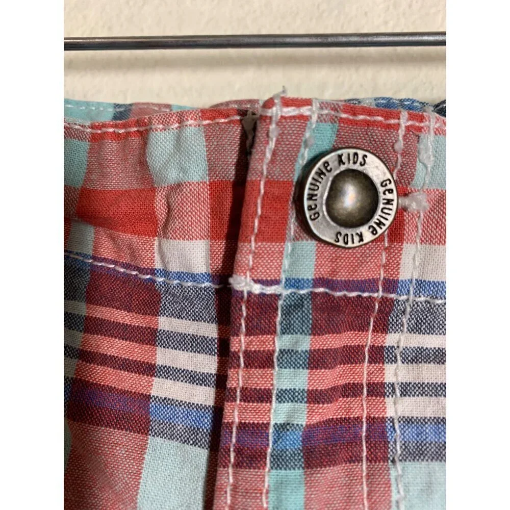 Oshkosh Genuine Kids Plaid Cargo Shorts Boys Size 4T Preppy Casual Summer Y2K